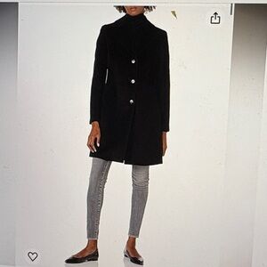 Calvin Klein Classic Wool Cashmere Black Coat 16